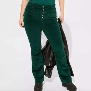Torrid - Slim Boot 5 Button Fly Green Corduroy High-Rise Jean - 22 Short